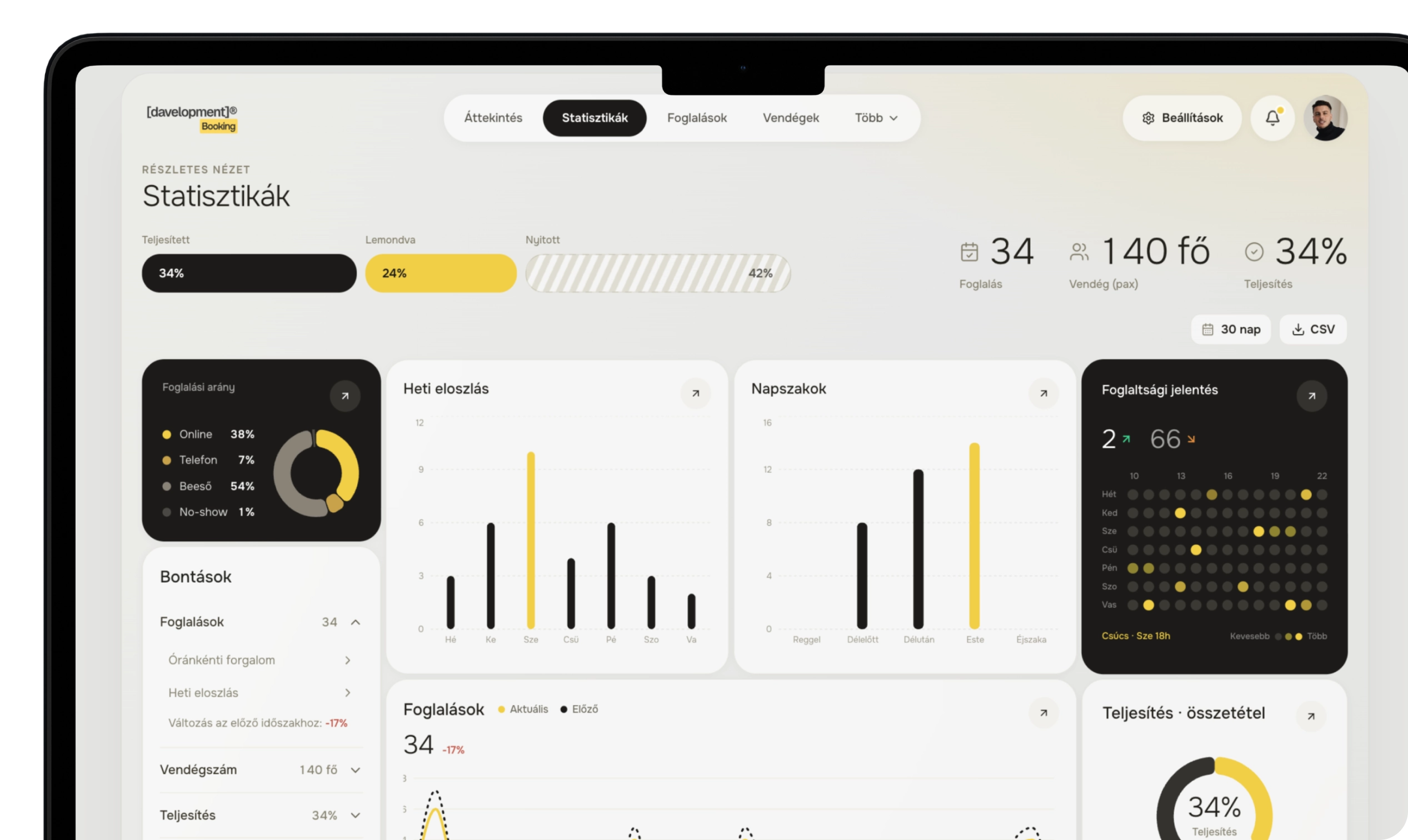 davelopment booking dashboard