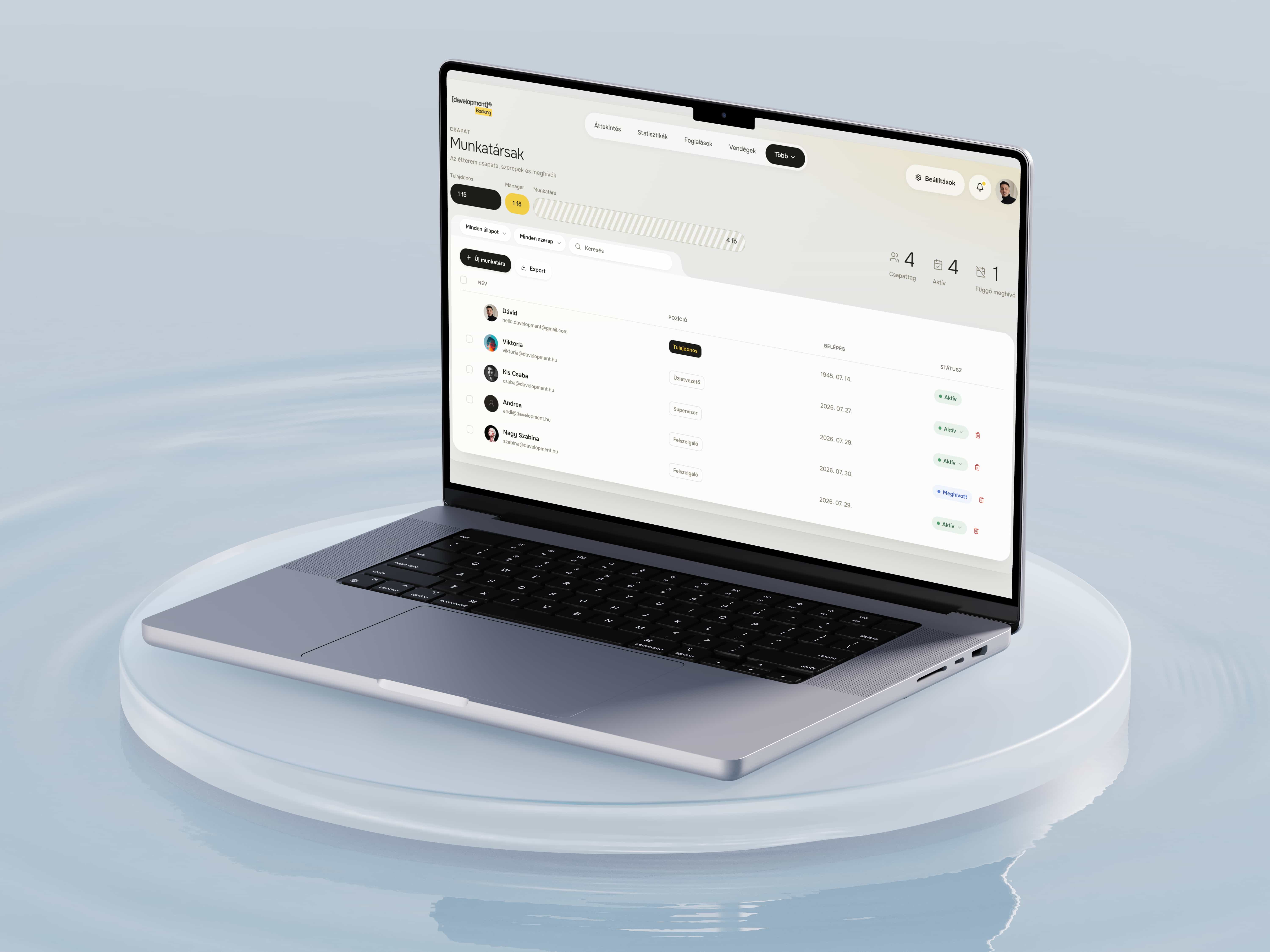 Munkatársak — davelopment booking